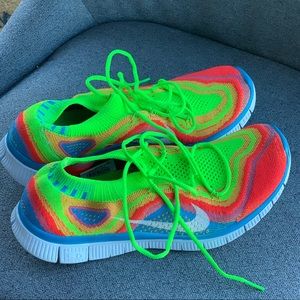 Nike free run flyknit 5.0 multi colored